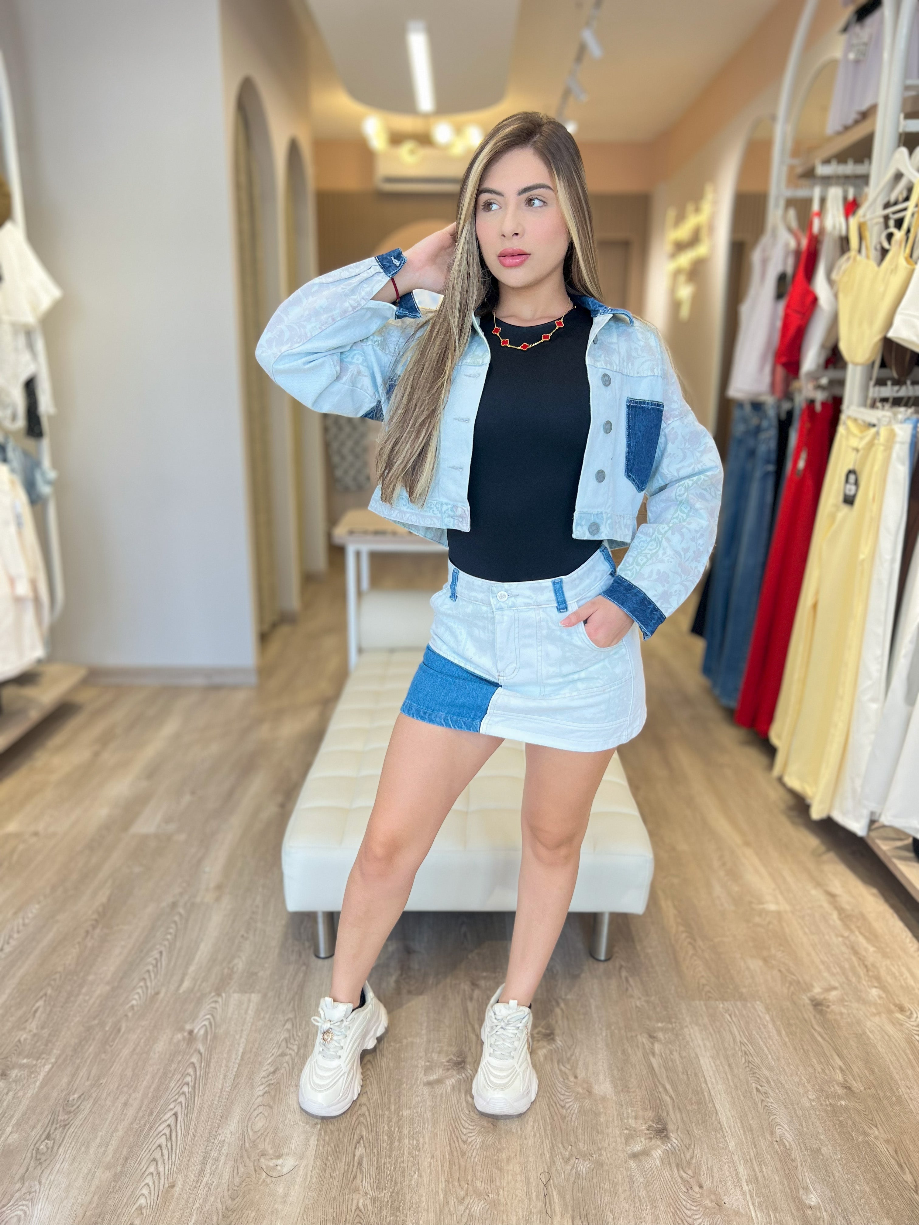 Chaqueta y Falda Denim Patchwork