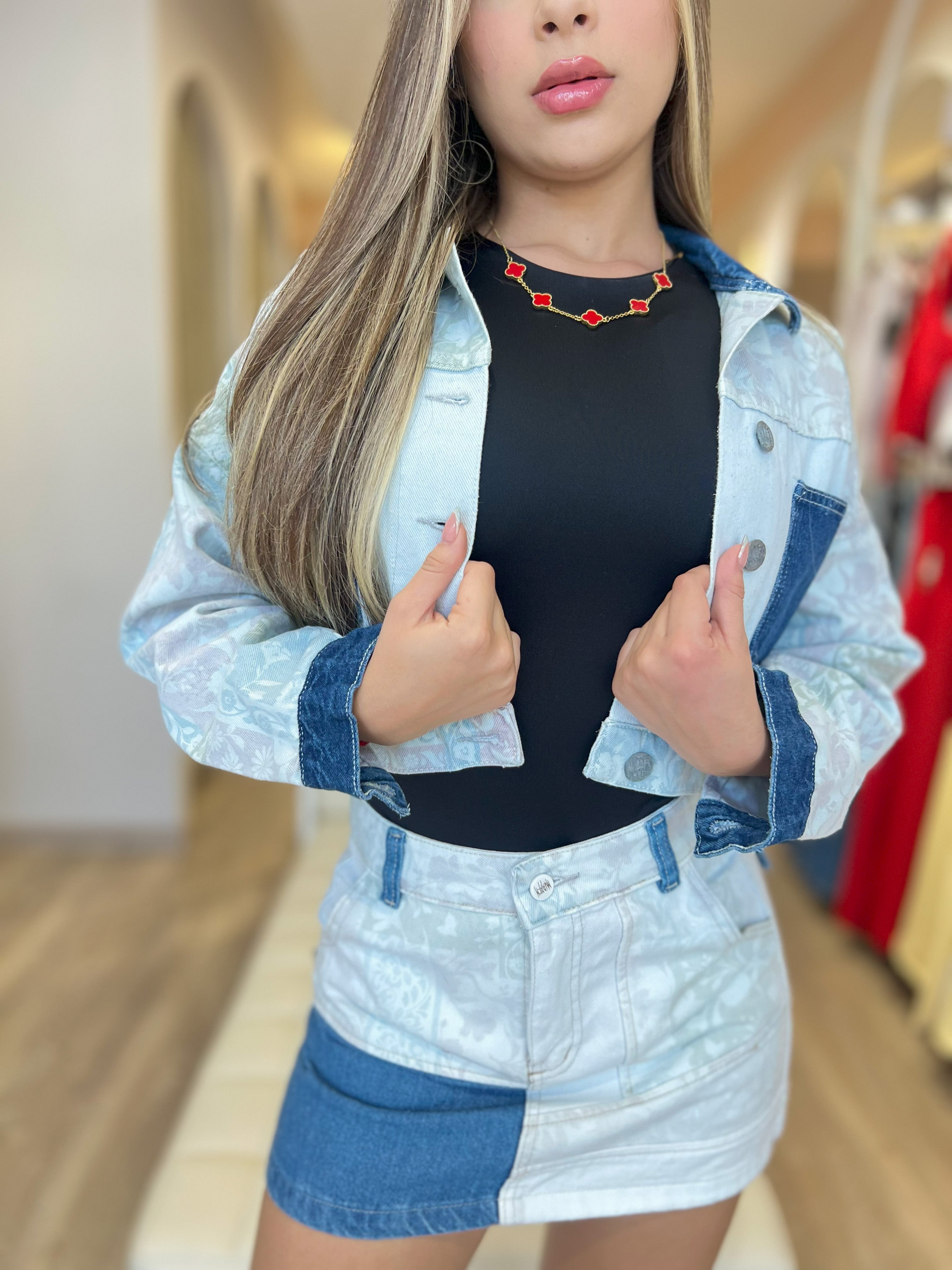Chaqueta y Falda Denim Patchwork