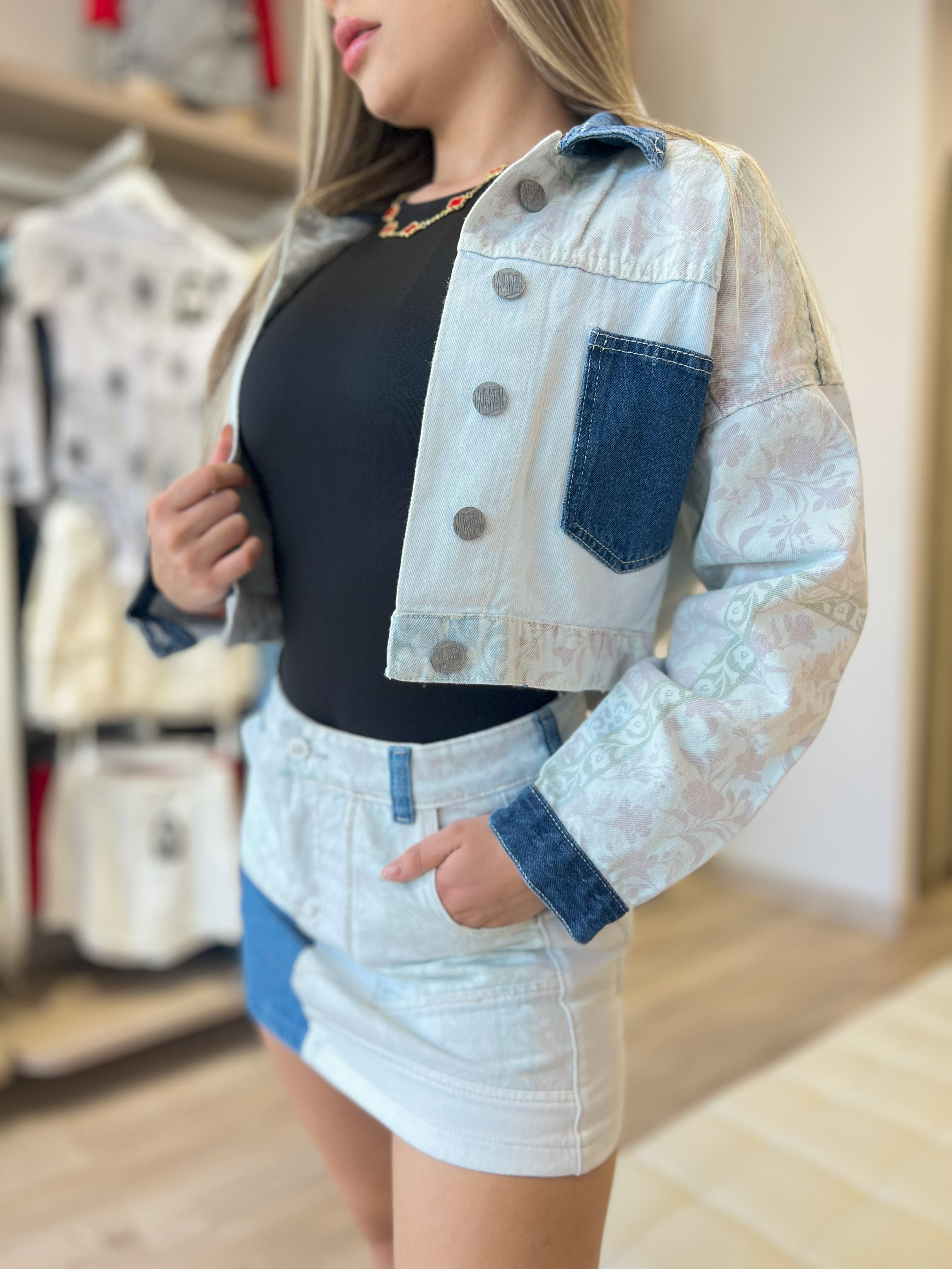 Chaqueta y Falda Denim Patchwork