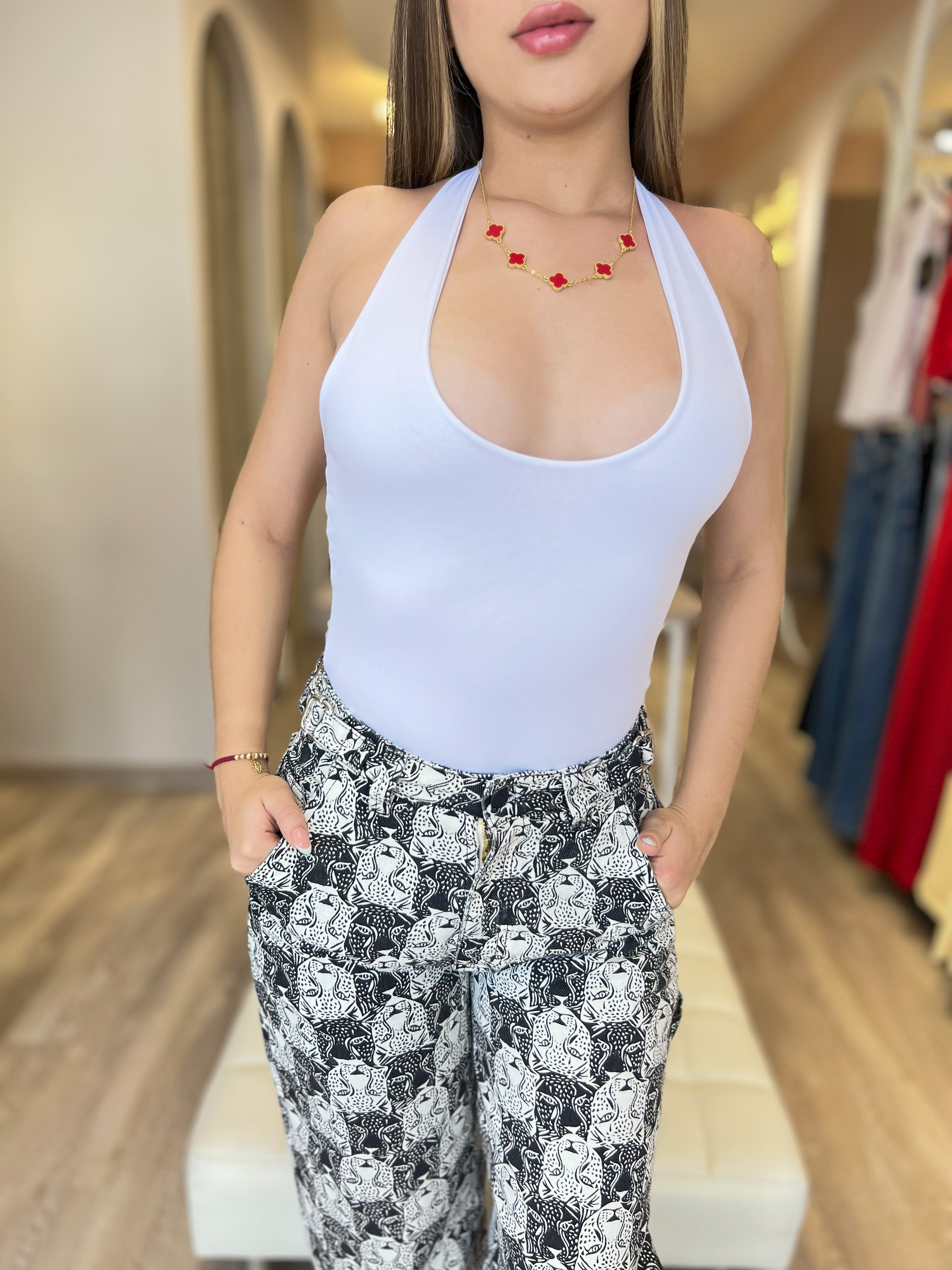 Halter Blanco & Jean Estampado Arte