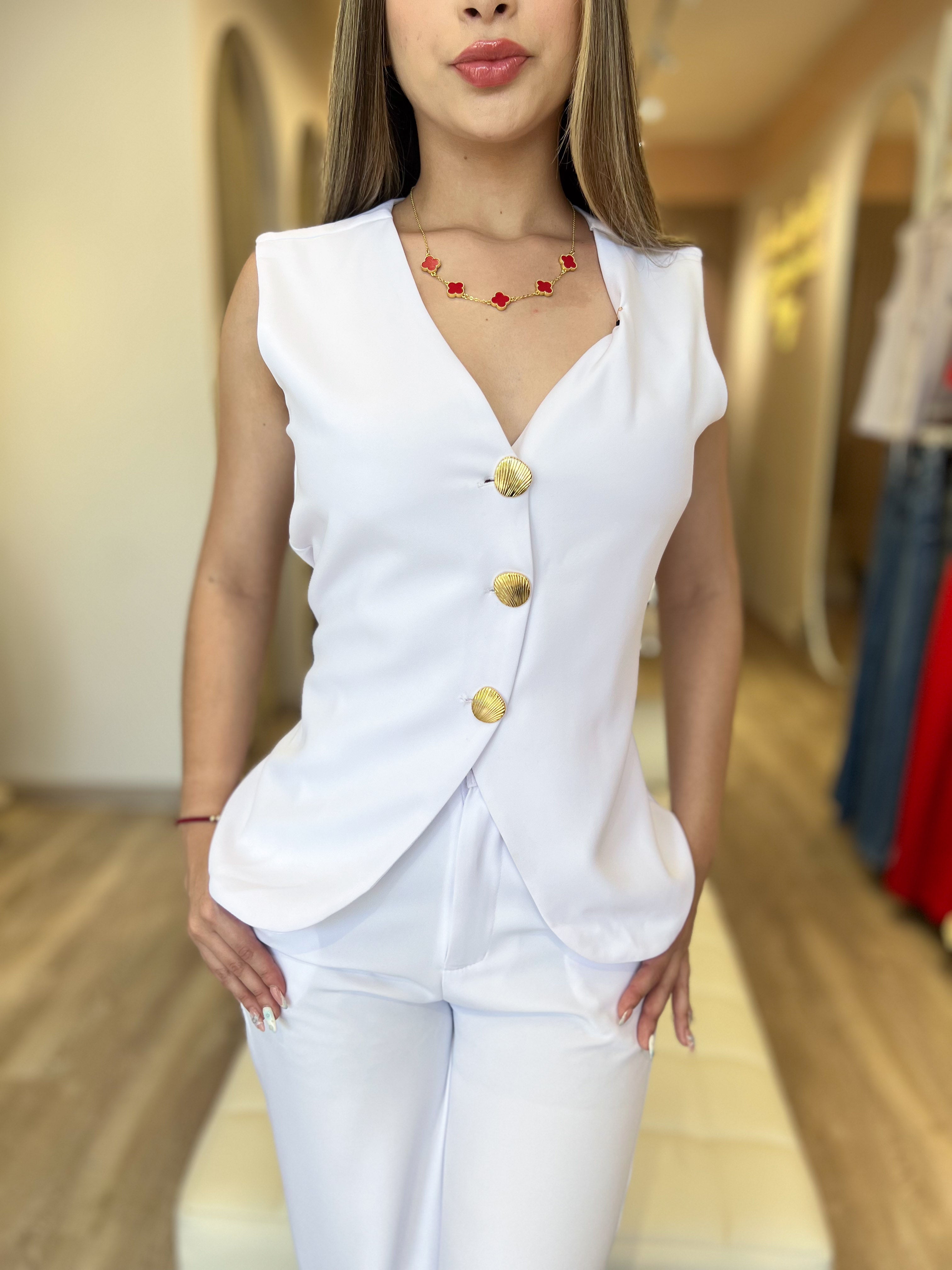 Conjunto Sastre Blanco Sin Mangas
