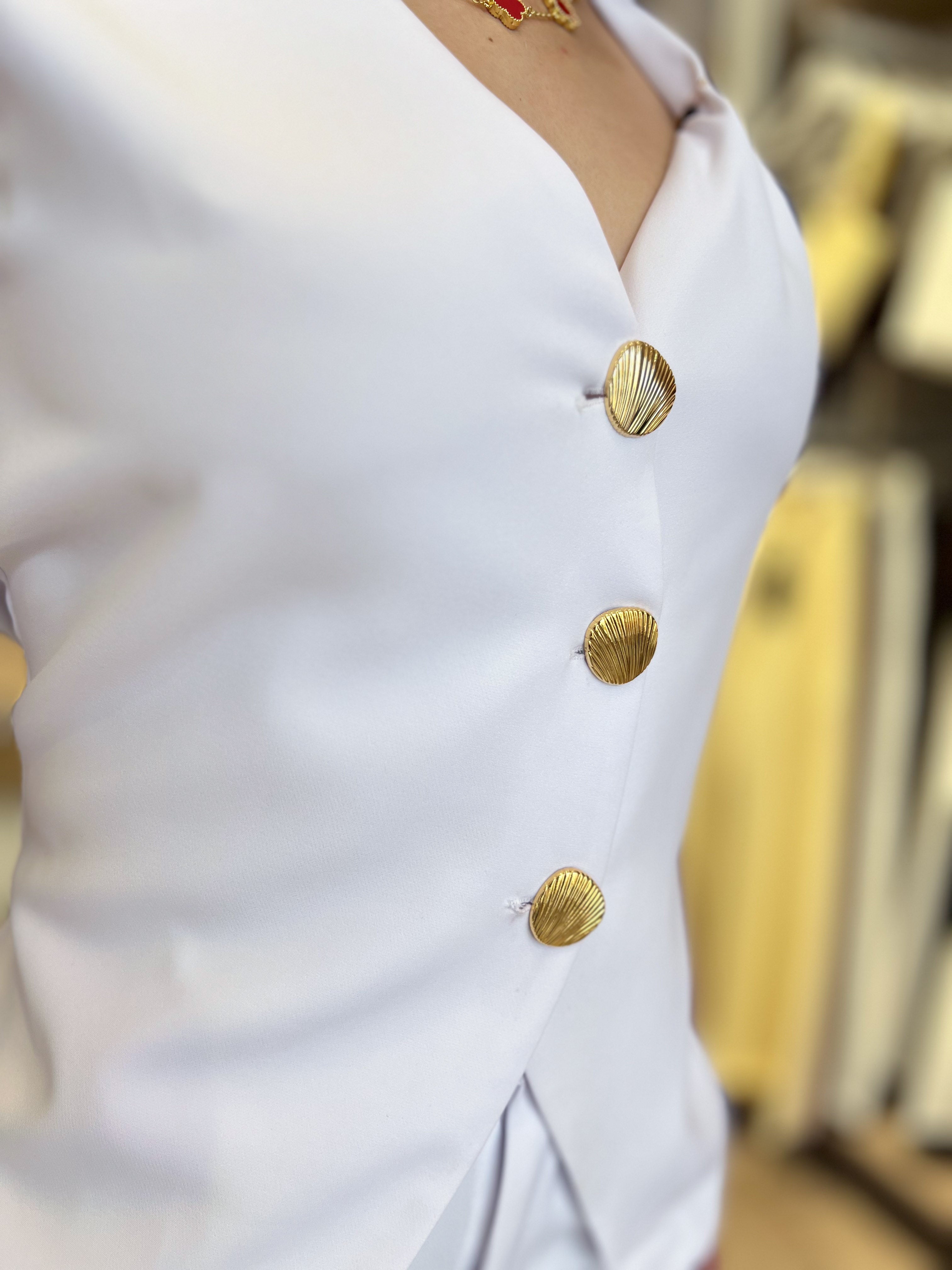 Conjunto Sastre Blanco Sin Mangas